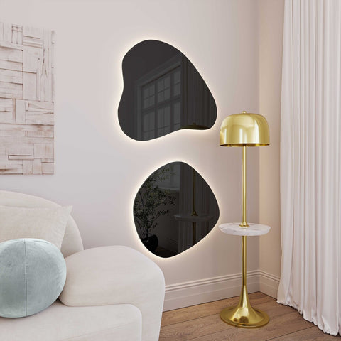 Phoebe LED Teardrop Black Tinted Wall Mirror Model: TOV-C68792