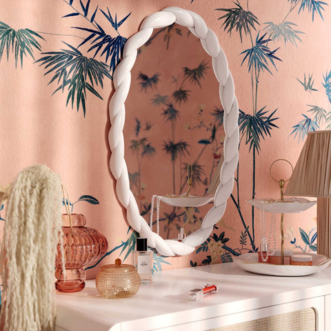 Agnes Cream Oval Mirror Model: TOV-C68812