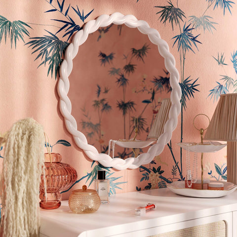 Agnes Cream Round Mirror Model: TOV-C68813