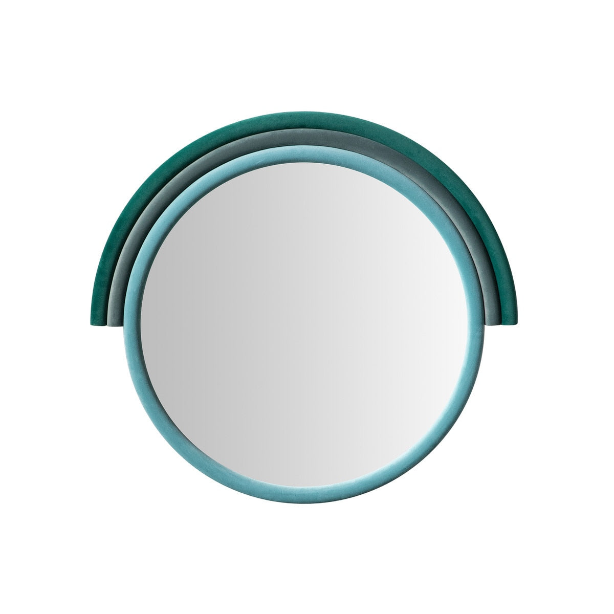 Lally Aqua Velvet Round Wall Mirror Model: TOV-C68834