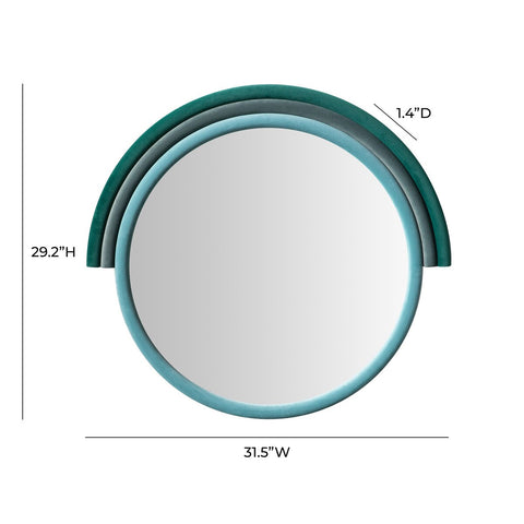 Lally Aqua Velvet Round Wall Mirror Model: TOV-C68834