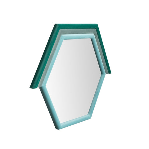 Lally Aqua Velvet Prism Wall Mirror Model: TOV-C68835