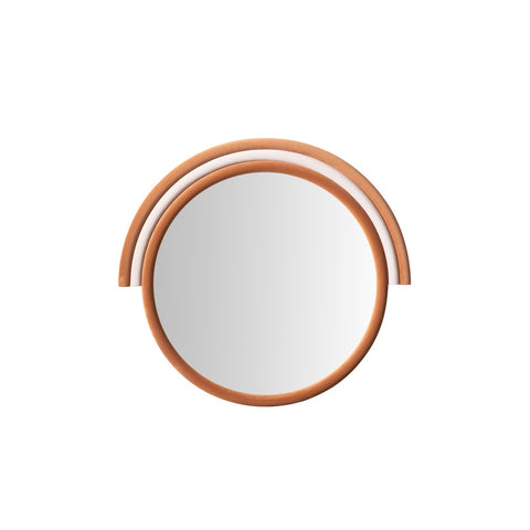 Lally Terracotta Velvet Round Wall Mirror Model: TOV-C68836