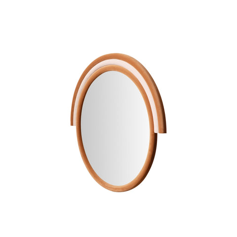 Lally Terracotta Velvet Round Wall Mirror Model: TOV-C68836