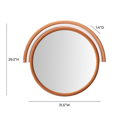 Lally Terracotta Velvet Round Wall Mirror Model: TOV-C68836