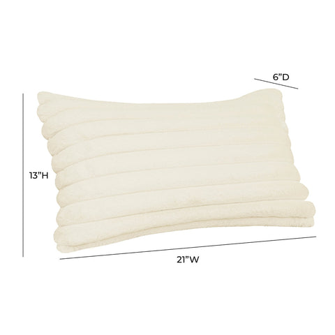 Furry Cream Vegan Fur Rectangular Accent Pillow Model: TOV-C68931