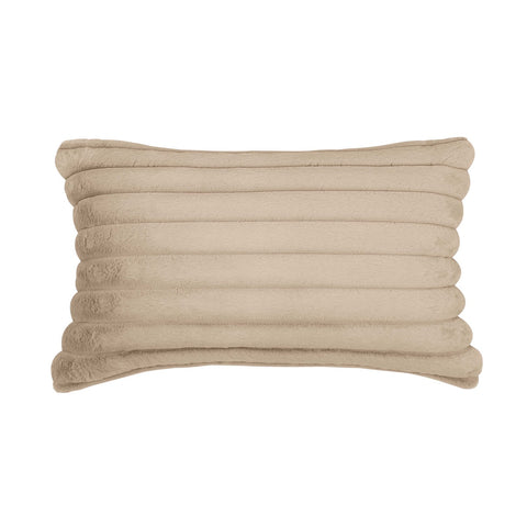 Furry Taupe Vegan Fur Rectangular Accent Pillow Model: TOV-C68932