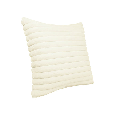 Furry Cream Vegan Fur Square Accent Pillow Model: TOV-C68933