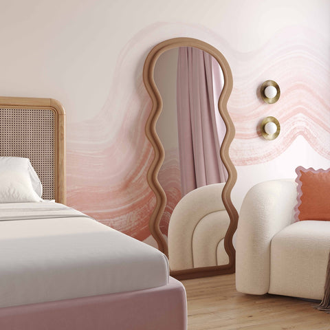 Rhodes Cinnamon Velvet 70" Floor Mirror Model: TOV-C68955