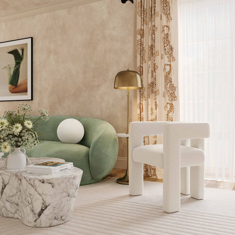 Boba Cream Vegan Shearling 14" Pillow Model: TOV-C68976