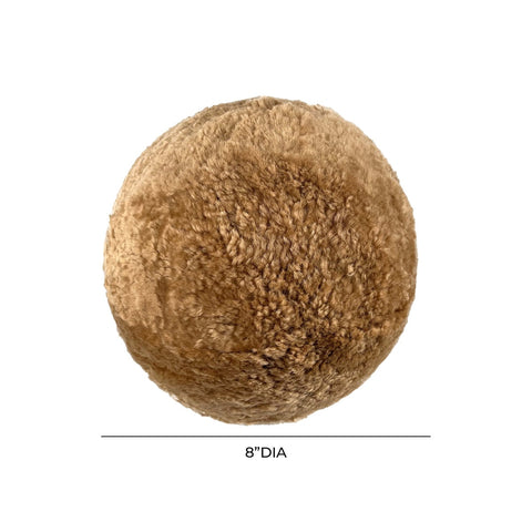 New Zealand Brown Genuine Sheepskin 8" Ball Pillow Model: TOV-C68980