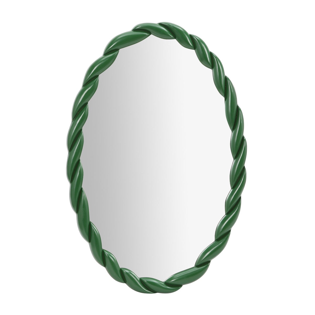 Agnes Forest Green Glossy Oval Mirror Model: TOV-C69153