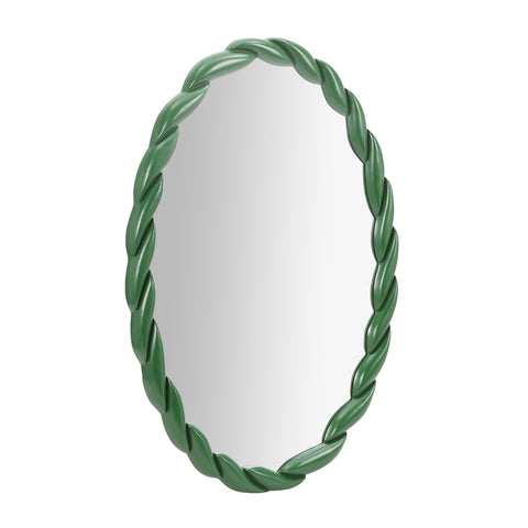 Agnes Forest Green Glossy Oval Mirror Model: TOV-C69153