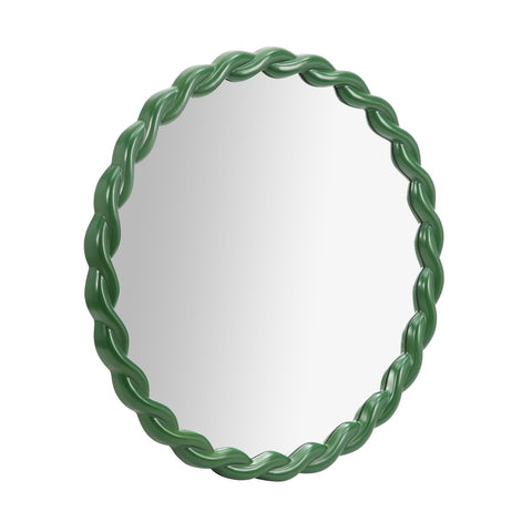 Agnes Forest Green Glossy Round Mirror Model: TOV-C69154
