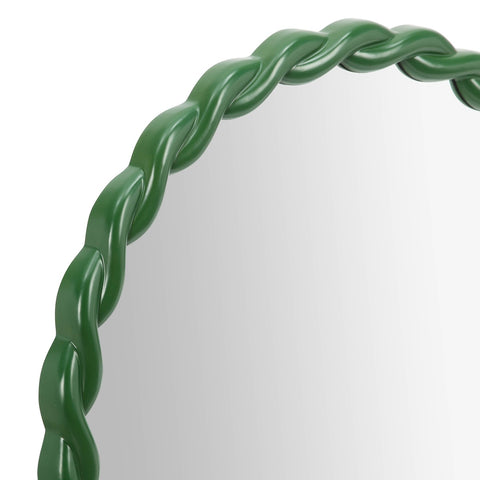 Agnes Forest Green Glossy Round Mirror Model: TOV-C69154