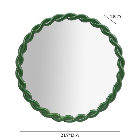 Agnes Forest Green Glossy Round Mirror Model: TOV-C69154