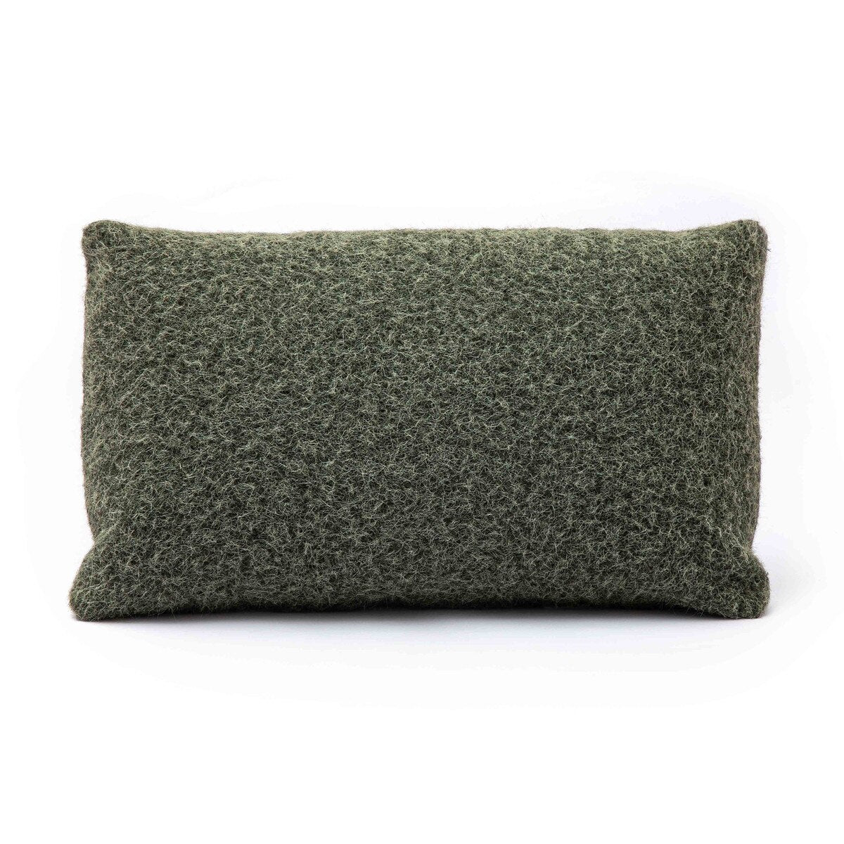 Malolo Green Long Mohair 20"x12" Rectangular Vegan-Down Pillow Model: TOV-C69271
