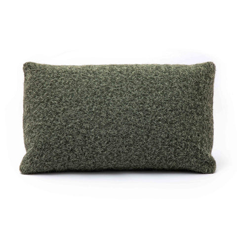 Malolo Green Long Mohair 20"x12" Rectangular Vegan-Down Pillow Model: TOV-C69271