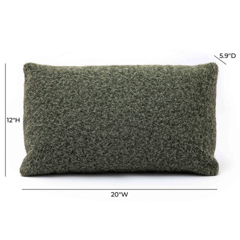 Malolo Green Long Mohair 20"x12" Rectangular Vegan-Down Pillow Model: TOV-C69271