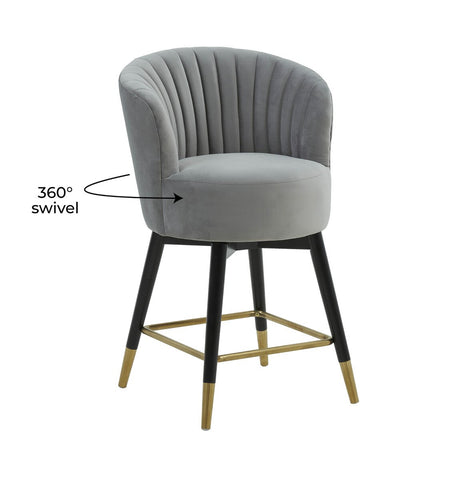 Liana Grey Velvet Swivel Stool by Inspire Me! Home Decor Model: TOV-CS2054