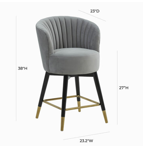 Liana Grey Velvet Swivel Stool by Inspire Me! Home Decor Model: TOV-CS2054
