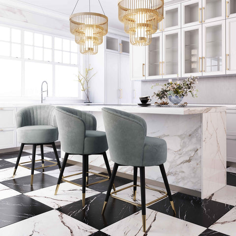 Liana Grey Velvet Swivel Stool by Inspire Me! Home Decor Model: TOV-CS2054