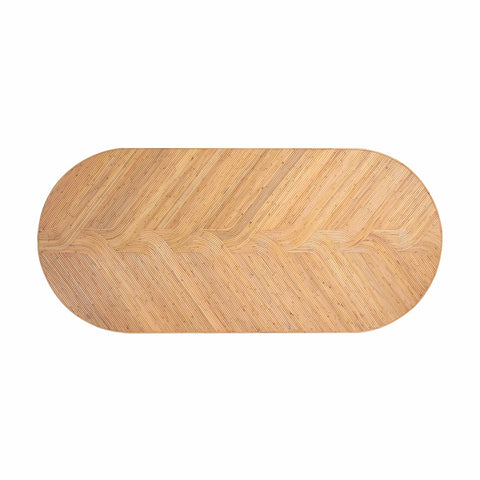 Caren Natural Rattan and Glass 95" Oval Dining Table Model: TOV-D21025