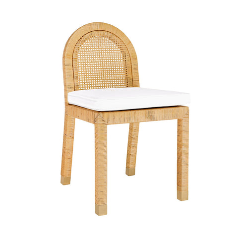 Amara Natural Rattan and Performance Fabric Arched Back Dining Chair Model: TOV-D21026