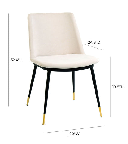Evora Cream Velvet Chair - Gold Legs - Set of 2 Model: TOV-D4327