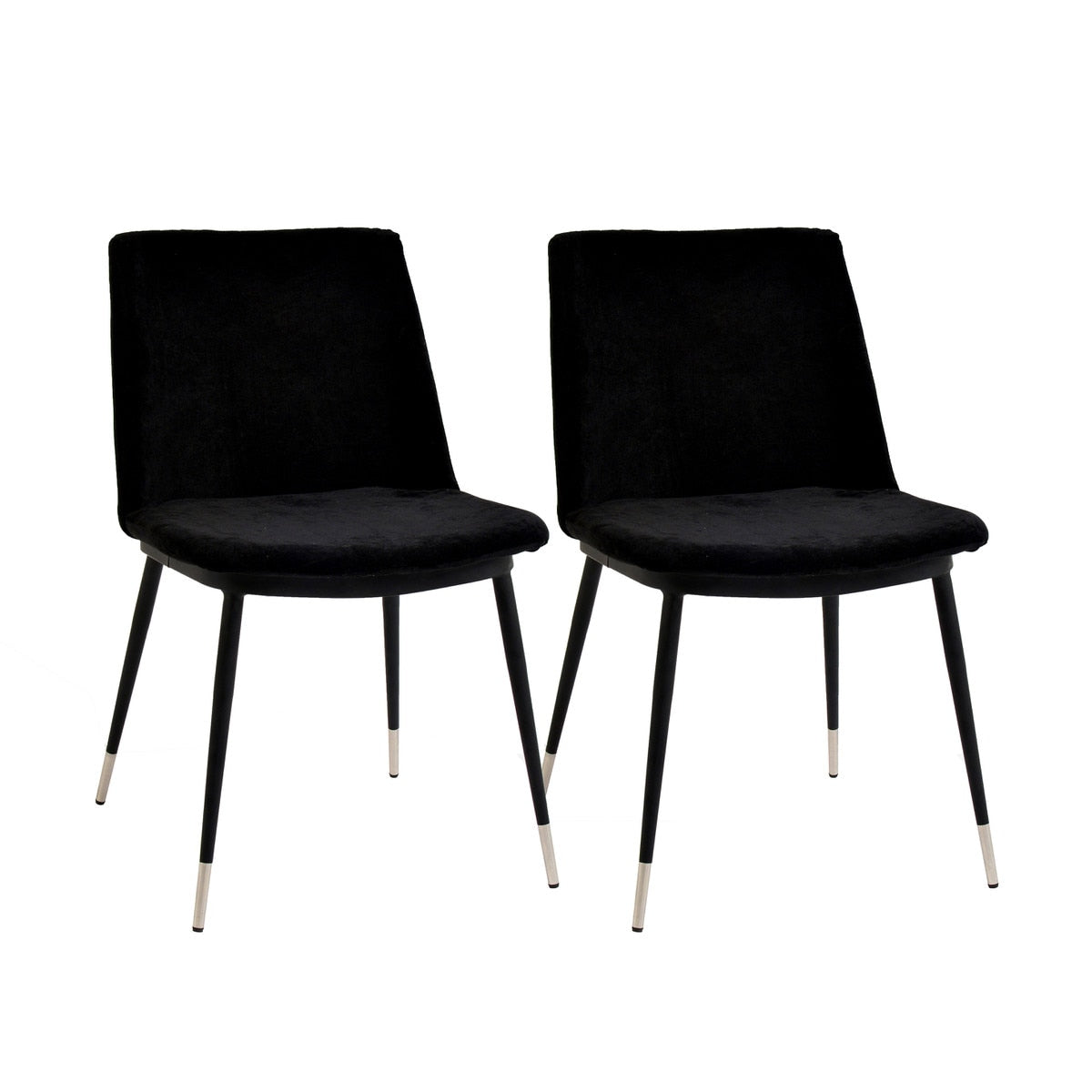 Evora Black Velvet Chair - Silver Legs - Set of 2 Model: TOV-D4329