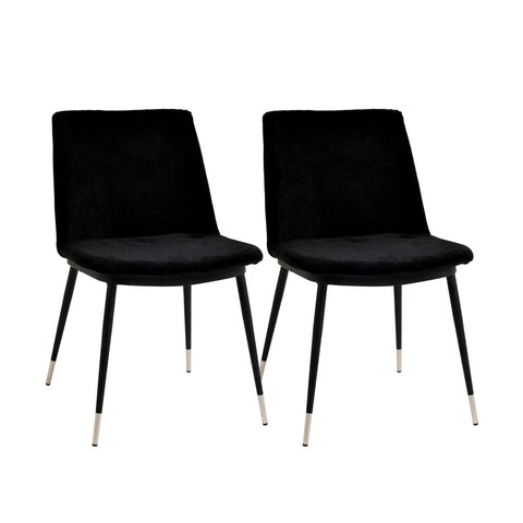 Evora Black Velvet Chair - Silver Legs - Set of 2 Model: TOV-D4329
