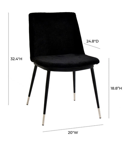 Evora Black Velvet Chair - Silver Legs - Set of 2 Model: TOV-D4329