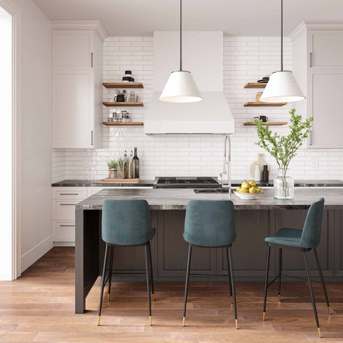 Evora Green Velvet Counter Stool (Set of 2) Model: TOV-D4330