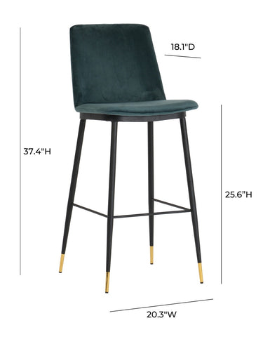 Evora Green Velvet Counter Stool (Set of 2) Model: TOV-D4330