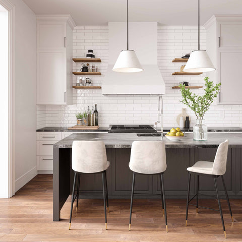 Evora Cream Velvet Counter Stool (Set of 2) Model: TOV-D4331