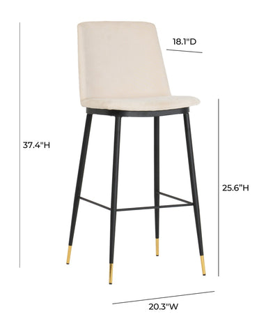 Evora Cream Velvet Counter Stool (Set of 2) Model: TOV-D4331