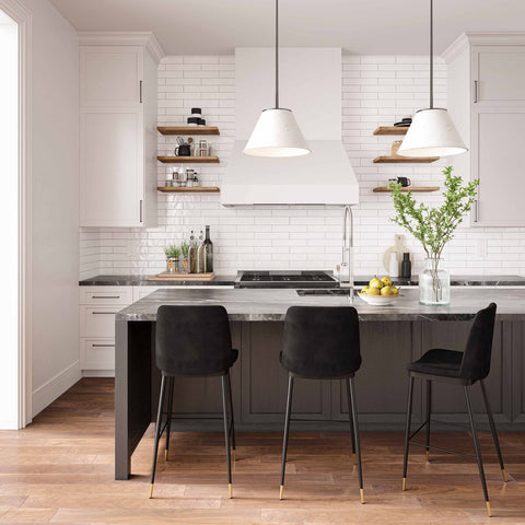 Evora Black Velvet Counter Stool (Set of 2) Model: TOV-D4333