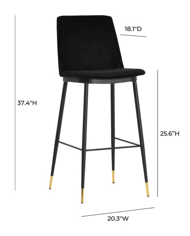Evora Black Velvet Counter Stool (Set of 2) Model: TOV-D4333
