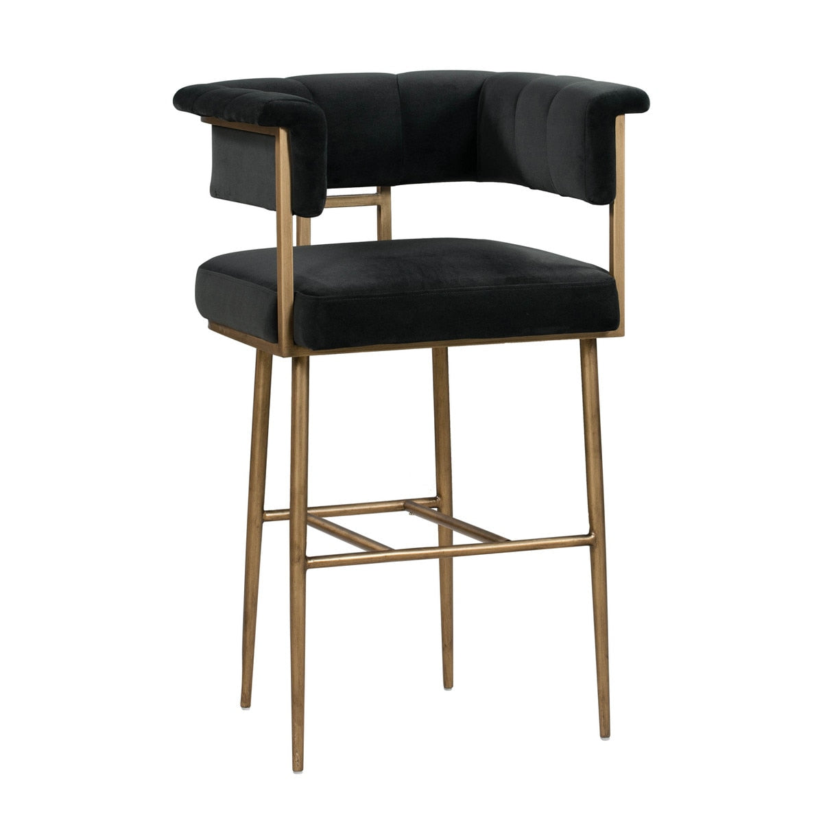 Astrid Grey Velvet Bar Stool Model: TOV-D44027