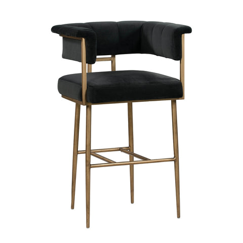 Astrid Grey Velvet Bar Stool Model: TOV-D44027