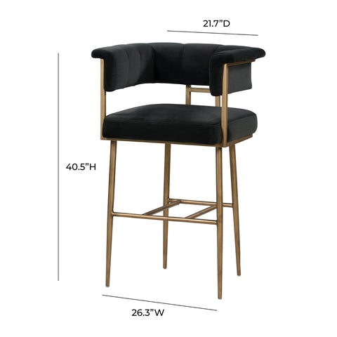 Astrid Grey Velvet Bar Stool Model: TOV-D44027