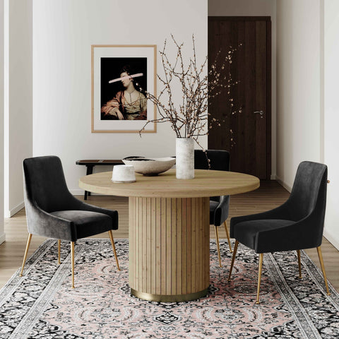 Chelsea Natural Oak Wood Round Dining Table Model: TOV-D44123