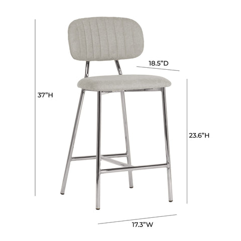 Ariana Grey Counter Stool with Silver Legs - Set of 2 Model: TOV-D44221