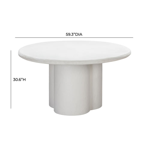 Elika White Faux Plaster Round Dining Table Model: TOV-D54232