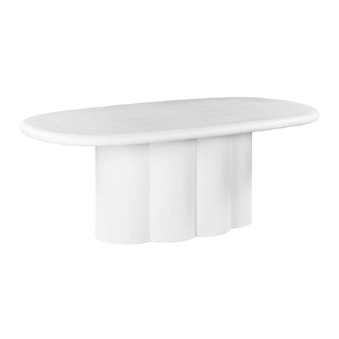 Elika White Faux Plaster Oval Dining Table Model: TOV-D54234