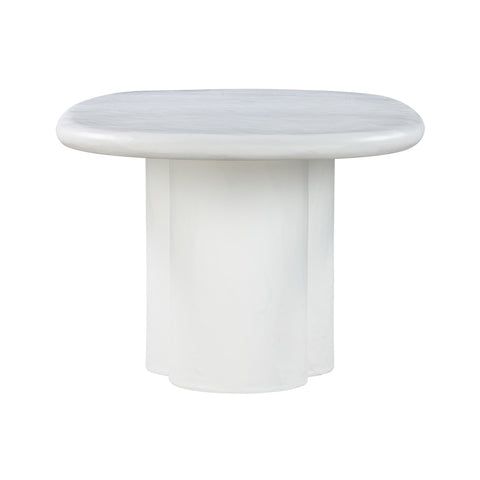 Elika White Faux Plaster Oval Dining Table Model: TOV-D54234