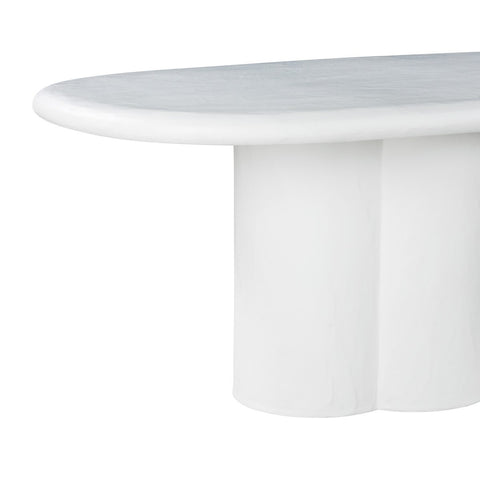 Elika White Faux Plaster Oval Dining Table Model: TOV-D54234