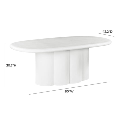 Elika White Faux Plaster Oval Dining Table Model: TOV-D54234