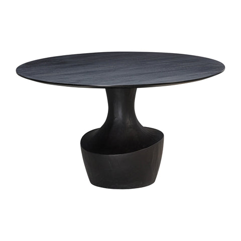 Gevra Black Acacia & Faux Plaster 54" Round Dining Table Model: TOV-D54245