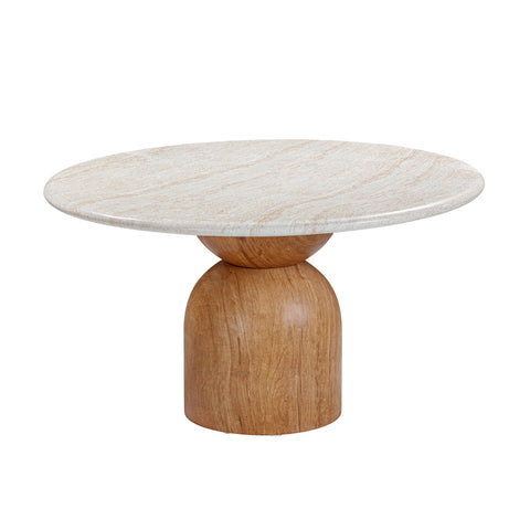 Cynthia Travertine Concrete Indoor / Outdoor 54" Round Dining Table Model: TOV-D54319